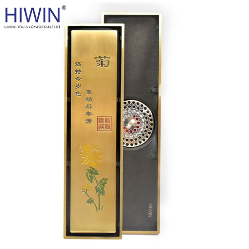 Thoát sàn dài đồng giả cổ hoạt tiết hoa đào Hiwin FD-4834