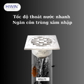 Ga thoát sàn đúc liền khối inox 304 mặt 100x100x4 Hiwin FD-019