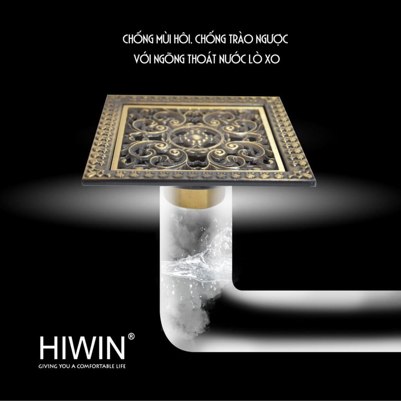 Ga thoát sàn đồng giả cổ ngăn mùi phi 60/76/90 Hiwin FD-4614