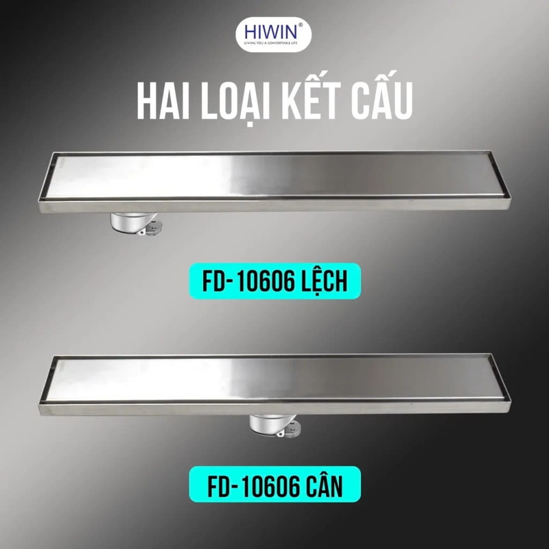 Thoát sàn dài lát gạch 100x600x2 304 mờ D50 (cân/ lệch) Hiwin FD-10606H