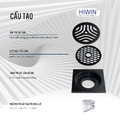 Ga thoát sàn đồng mạ đen thoát nhanh, ngăn mùi Hiwin FD-1122B