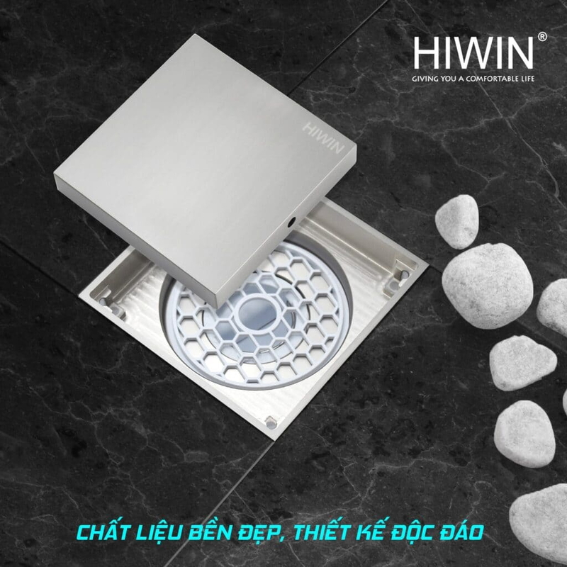 Ga thoát sàn mặt mờ lát gạch thoát nước nhanh Hiwin FD-1901S