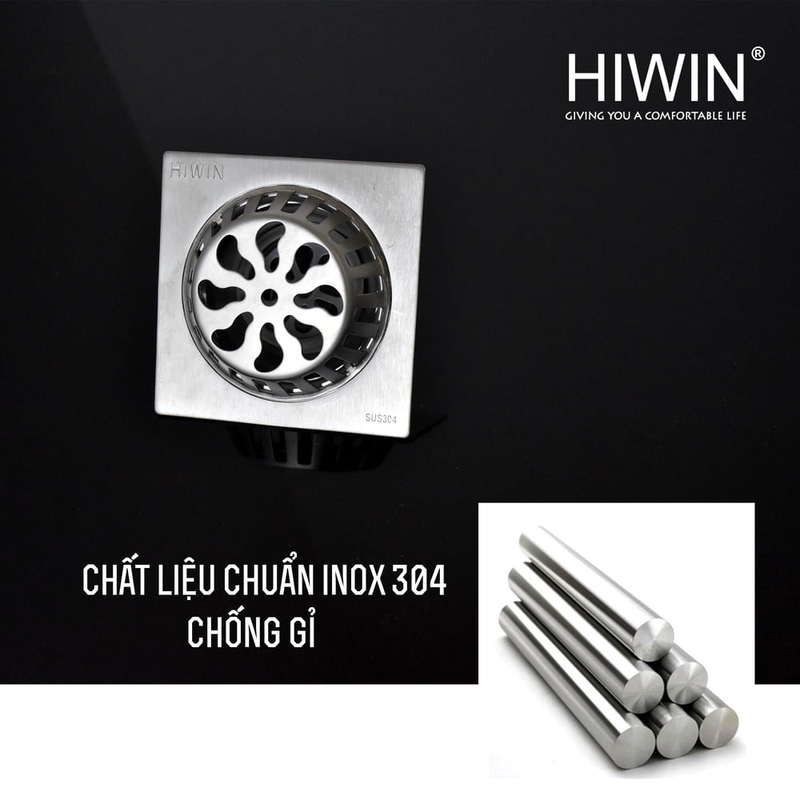 Cầu chắn rác phi 76 inox 304 cao cấp mặt xước mờ Hiwin FD-76