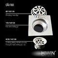 Cầu chắn rác phi 76 inox 304 cao cấp mặt xước mờ Hiwin FD-76