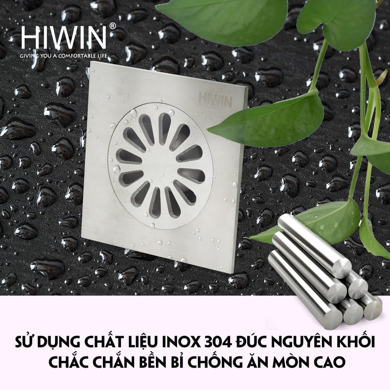 Ga thoát sàn inox 304 đúc cao cấp Hiwin FD-011