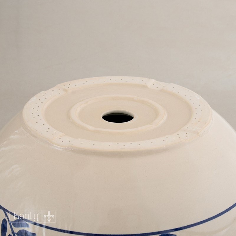 Chậu gốm họa tiết vòng lá Kanly GV109