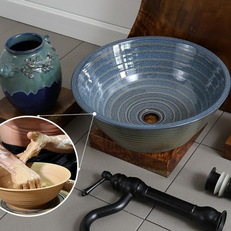 Chậu lavabo đặt bàn sứ mỹ thuật Kanly SU018