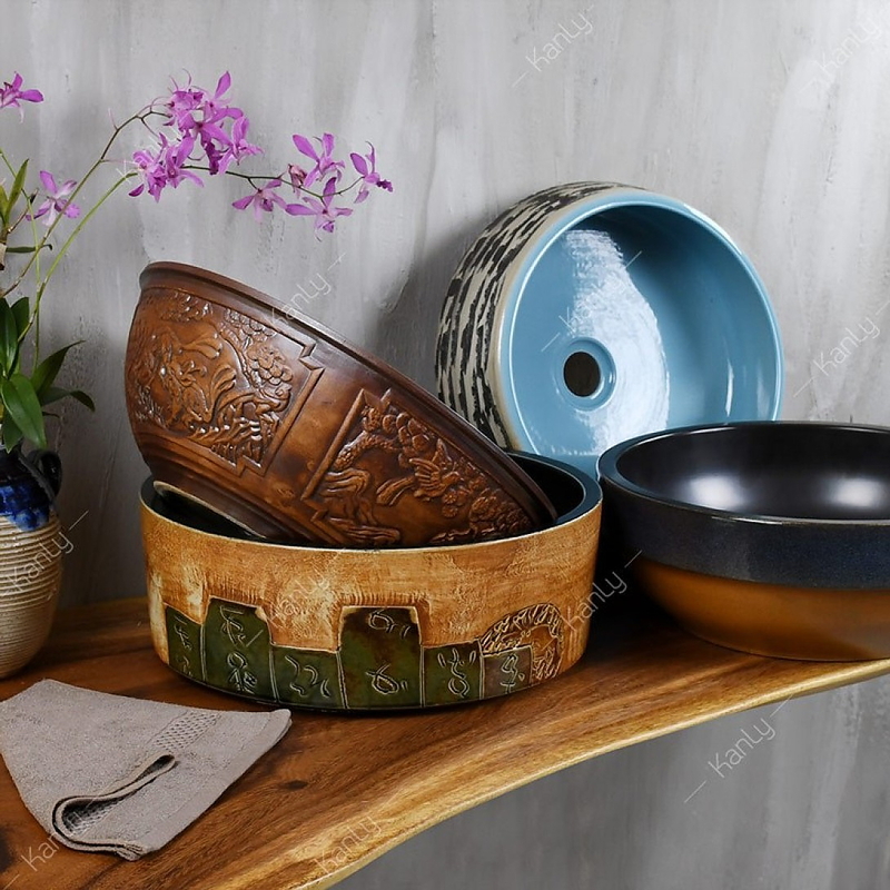 Chậu lavabo đặt bàn sứ mỹ thuật Kanly SU116