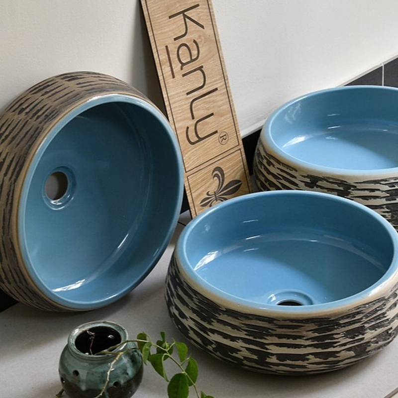 Chậu lavabo mỹ thuật bằng sứ Kanly SU010