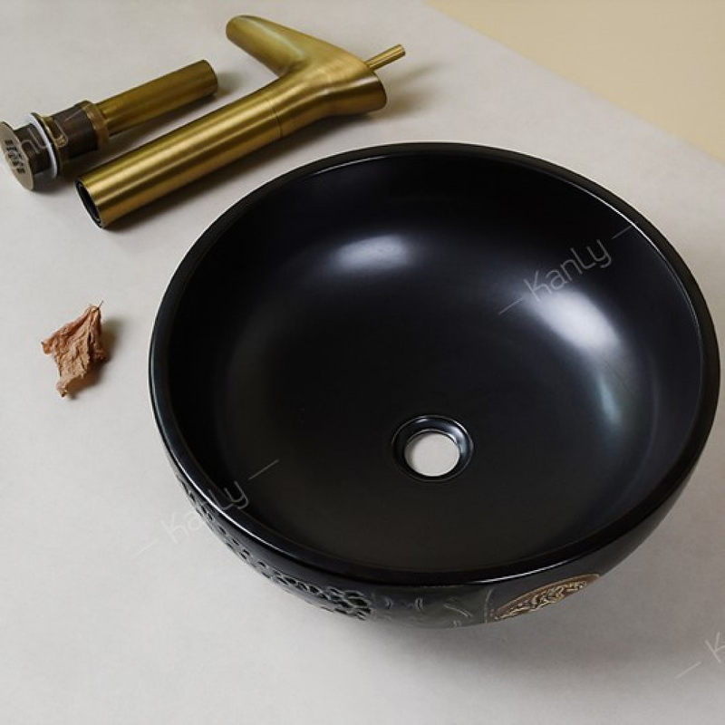 Chậu lavabo mỹ thuật bằng sứ Kanly SU142