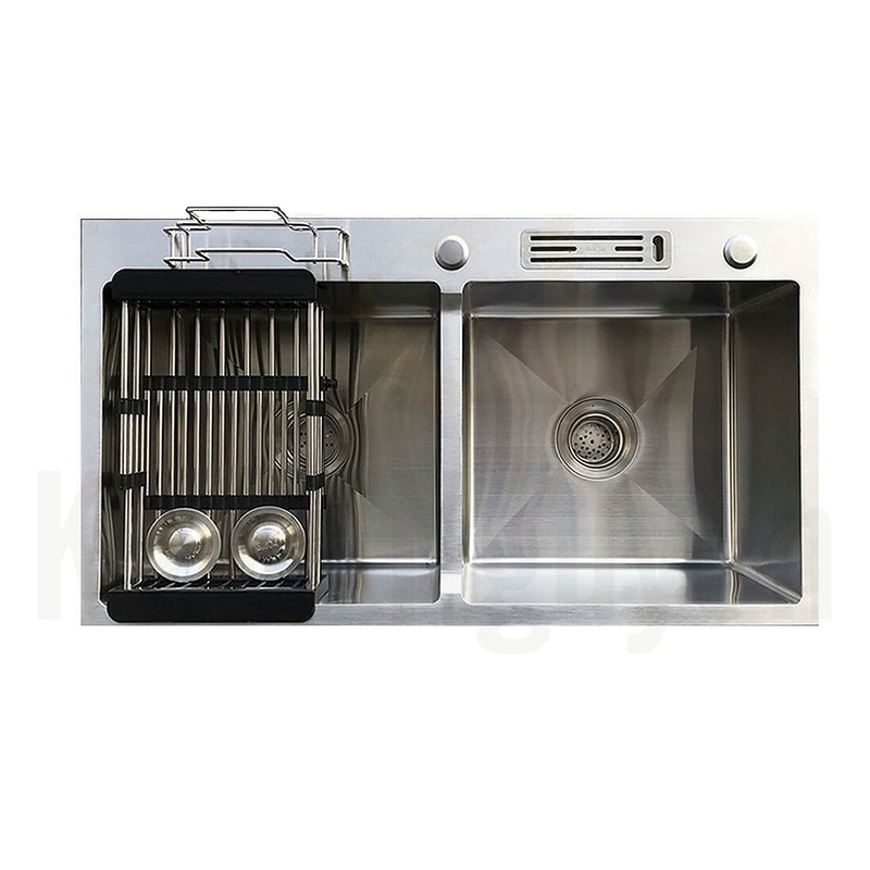 Chậu rửa bát inox 2 hố cân có cài dao, cài thớt Kagol K8245 can CD
