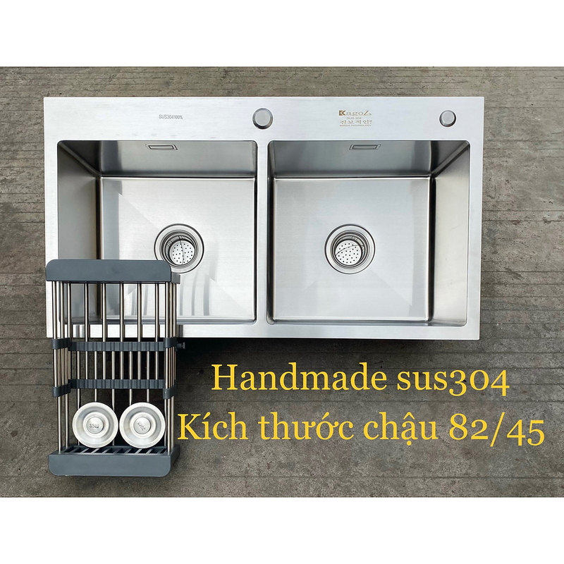 Chậu rửa bát inox 2 hố cân Kagol K8245 can