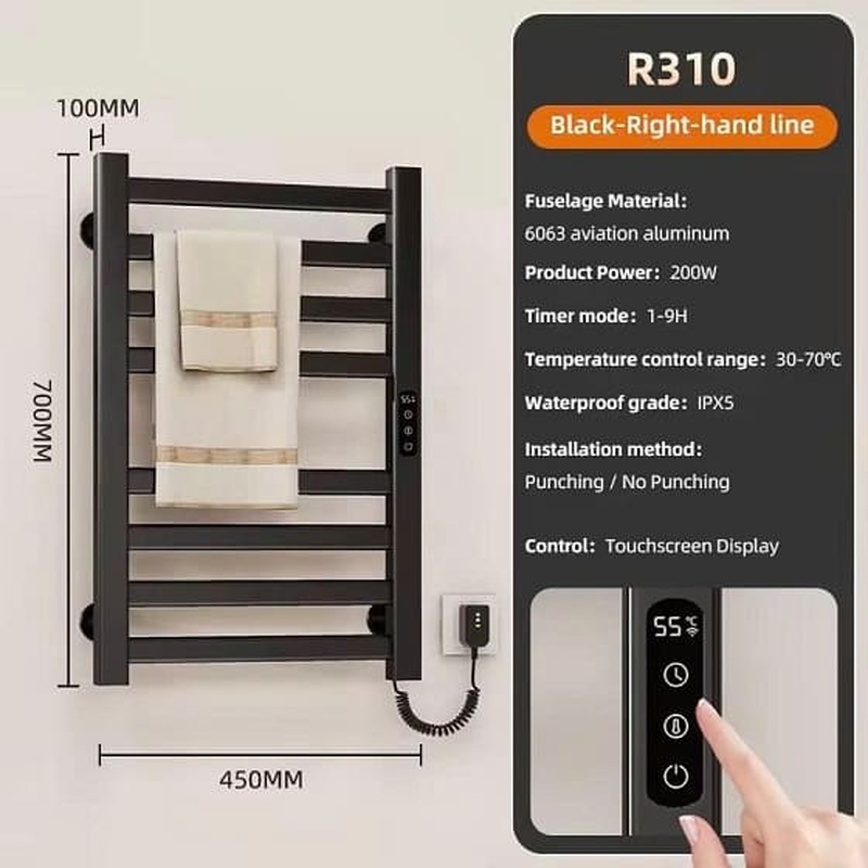 Giàn sấy khăn màu đen Miken R310B-Wifi