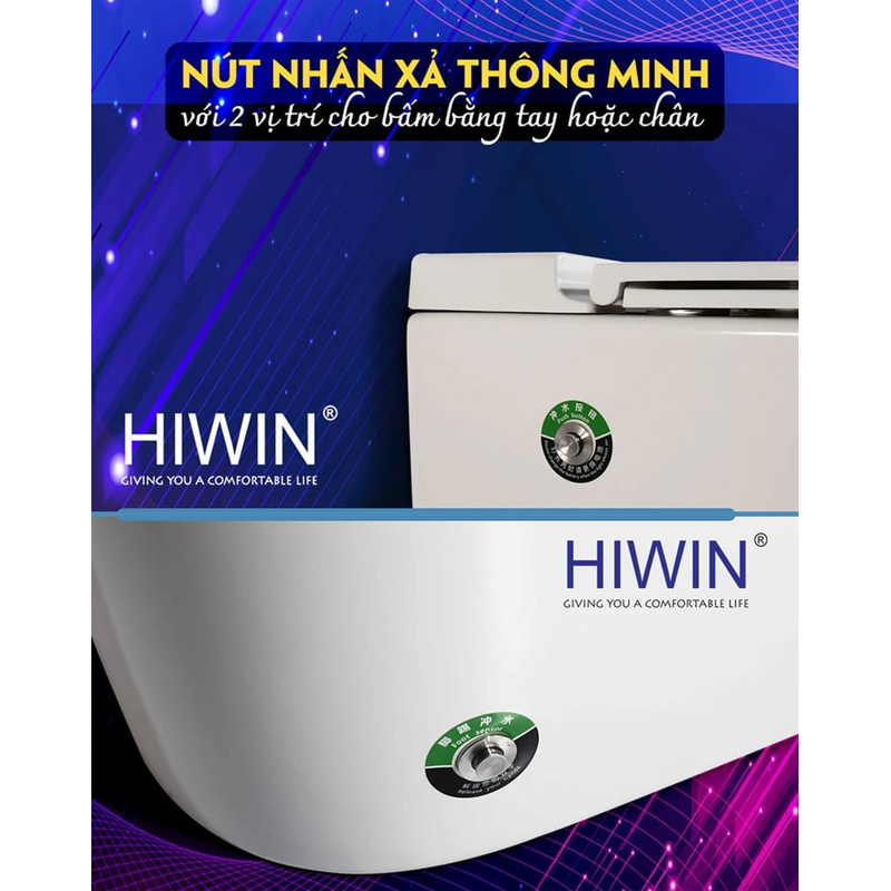 Bồn cầu không két nước nắp màu Hiwin MT-6040