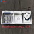 Chậu rửa bát inox 2 hố cân có bàn chờ, cài dao Kagol K10045 DR
