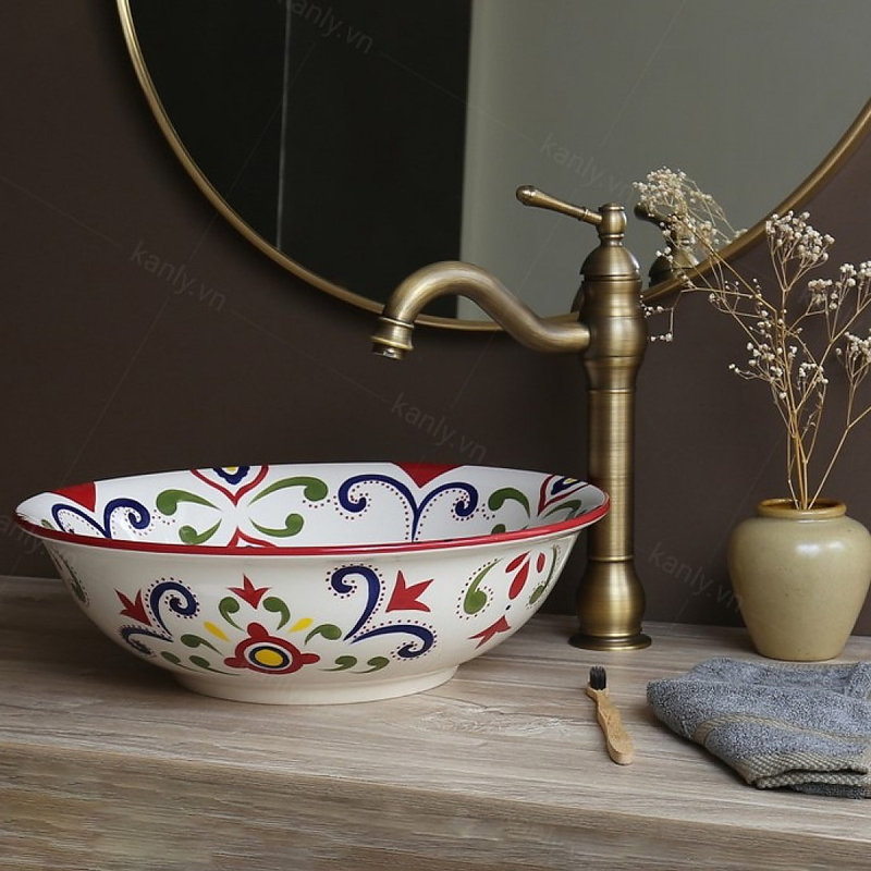 Chậu lavabo đặt bàn sứ mỹ thuật Kanly SU402