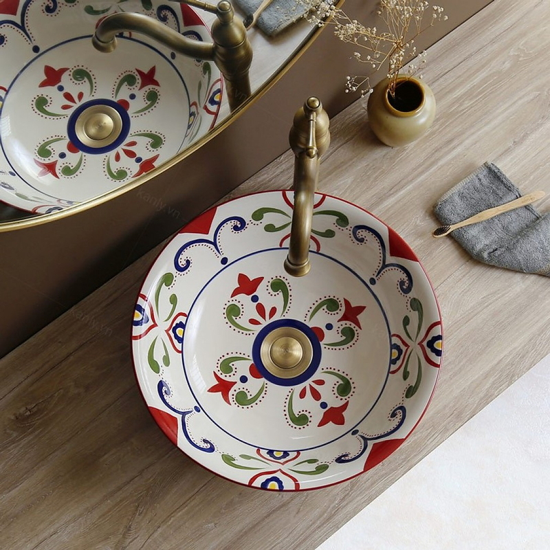 Chậu lavabo đặt bàn sứ mỹ thuật Kanly SU402