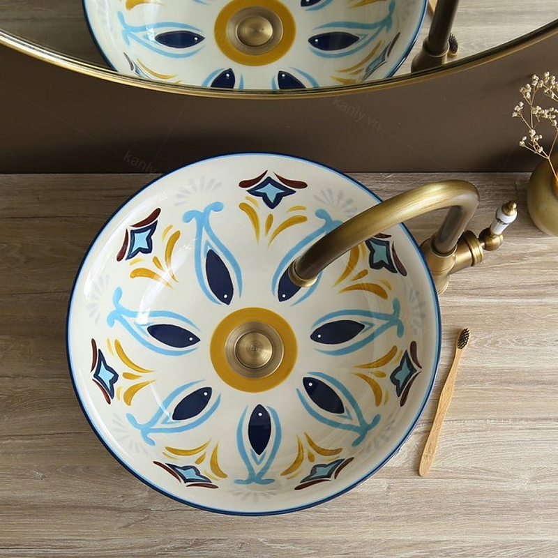 Chậu lavabo đặt bàn sứ mỹ thuật Kanly SU403