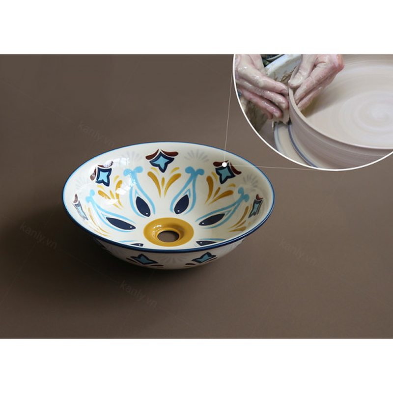 Chậu lavabo đặt bàn sứ mỹ thuật Kanly SU403