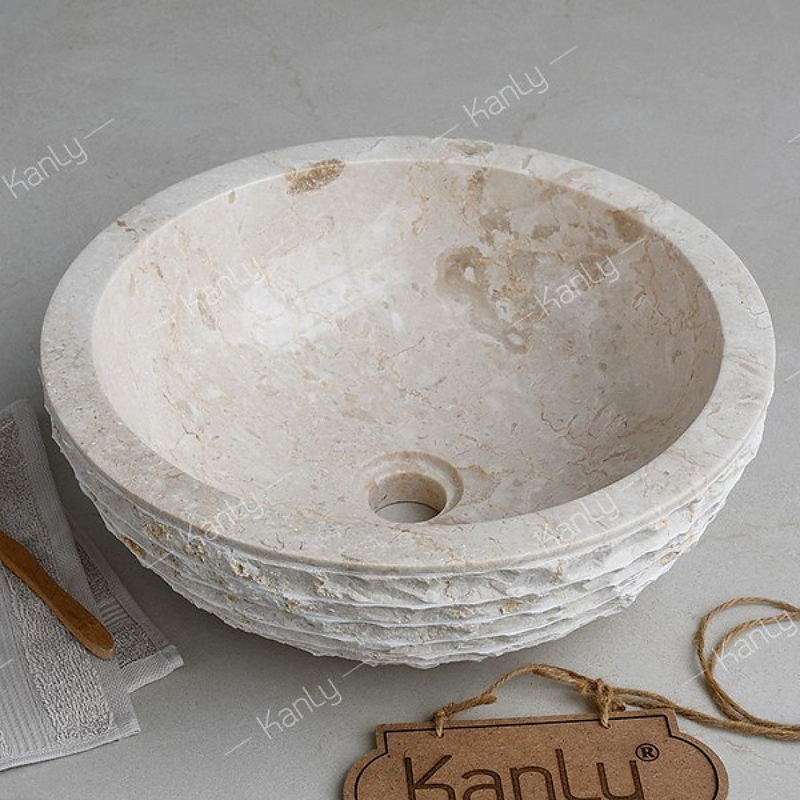 Chậu lavabo đặt bàn đá Marble tự nhiên Kanly MAR11Bi