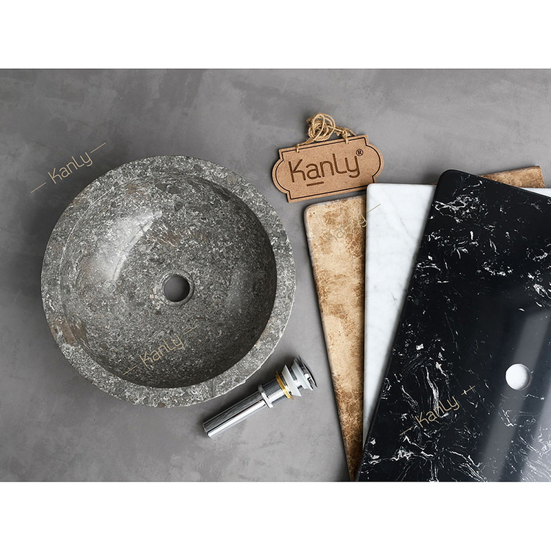Chậu lavabo đặt bàn đá Marble tự nhiên Kanly MAR14Bi