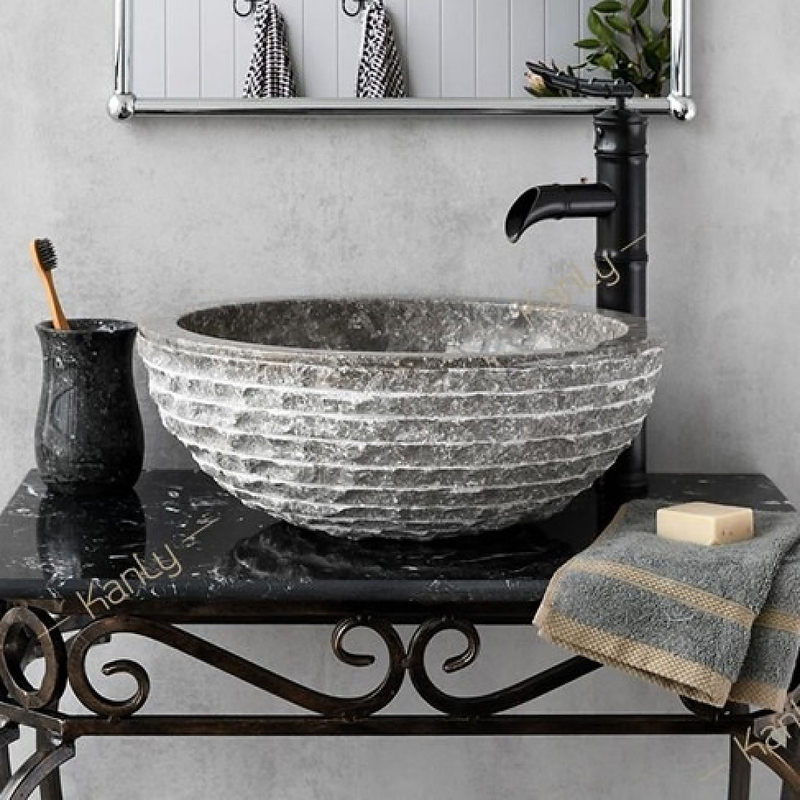 Chậu lavabo đặt bàn đá Marble tự nhiên Kanly MAR14Bi