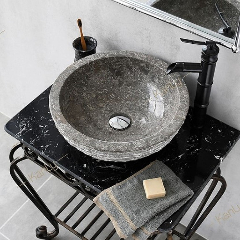 Chậu lavabo đặt bàn đá Marble tự nhiên Kanly MAR14Bi