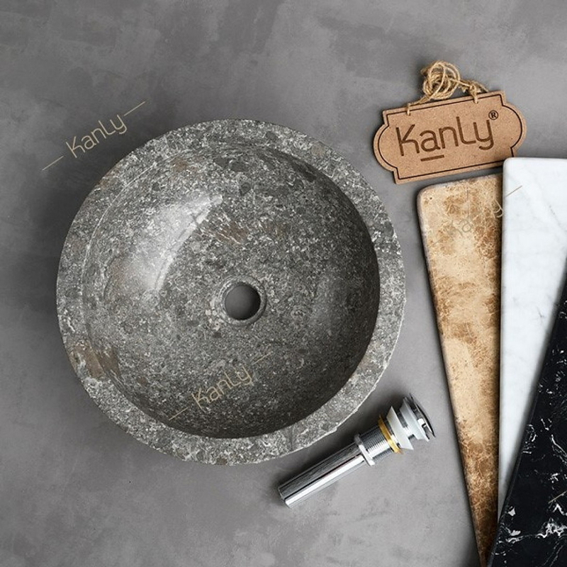 Chậu lavabo đặt bàn đá Marble tự nhiên Kanly MAR14Bi
