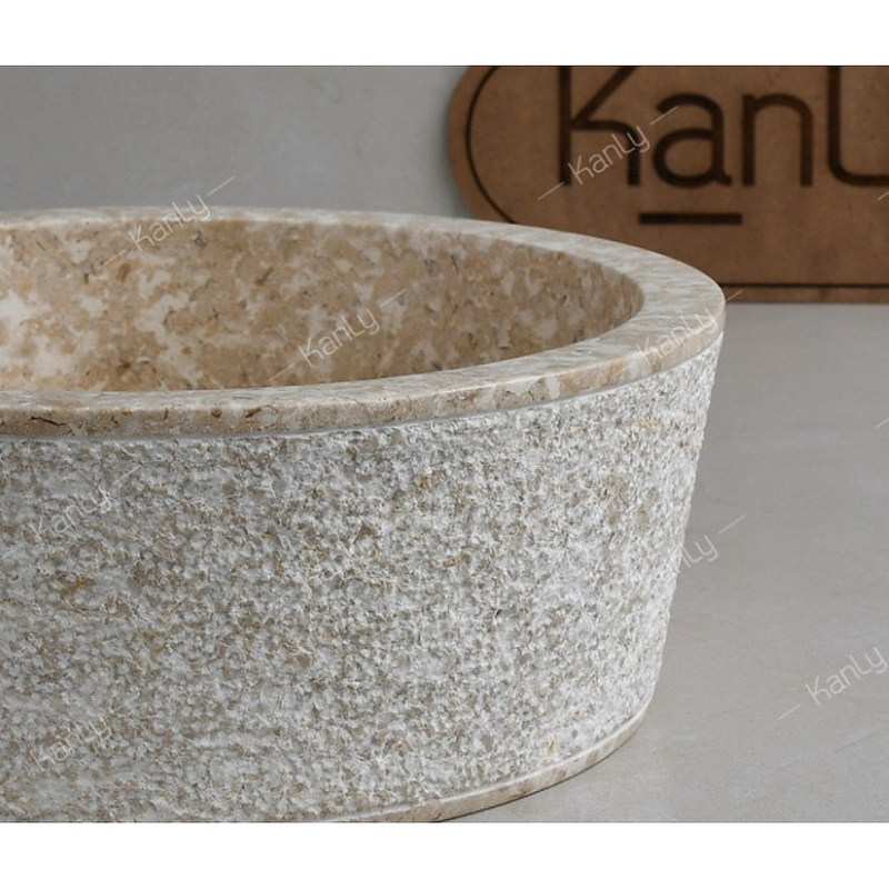Chậu lavabo đặt bàn đá Marble tự nhiên Kanly MAR7E1i