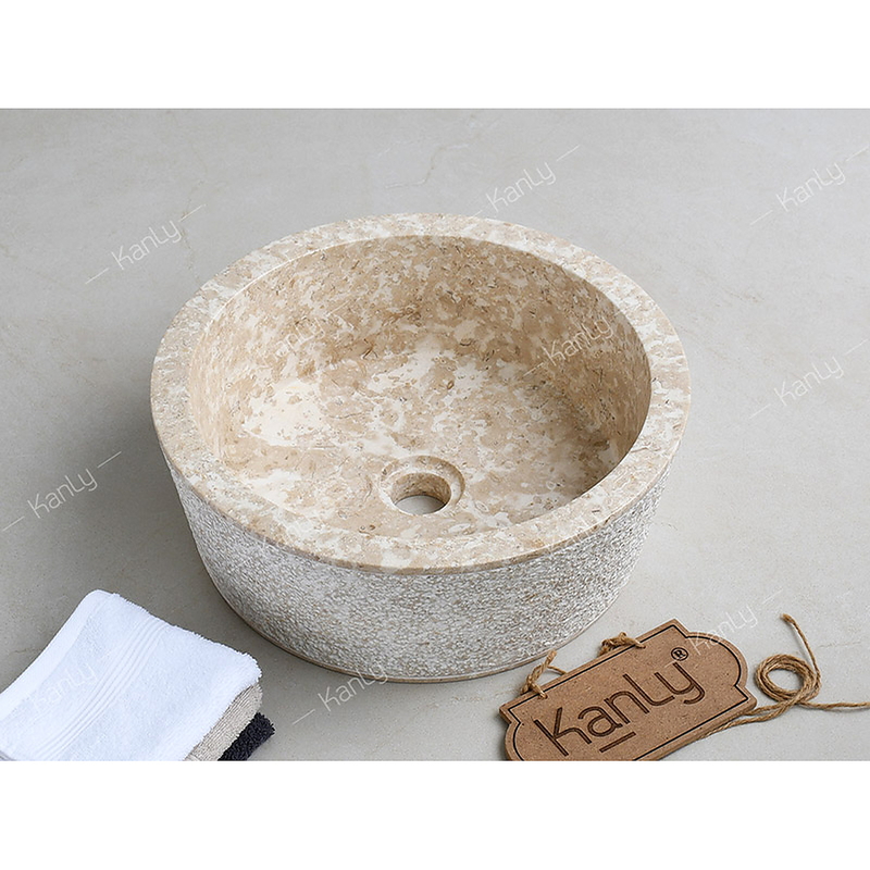 Chậu lavabo đặt bàn đá Marble tự nhiên Kanly MAR7E1i