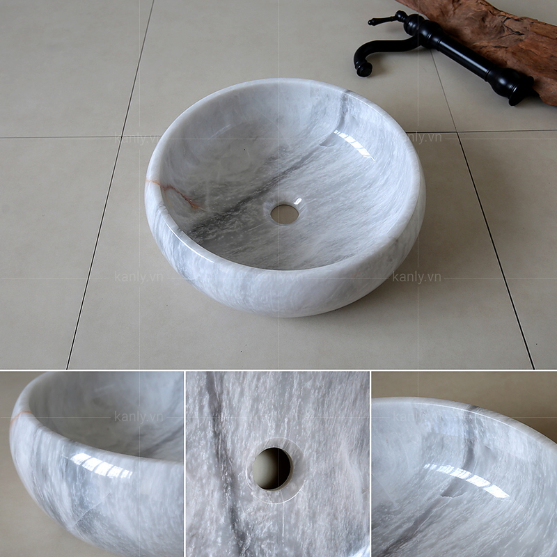 Chậu lavabo đặt bàn đá tự nhiên Kanly MAR123N