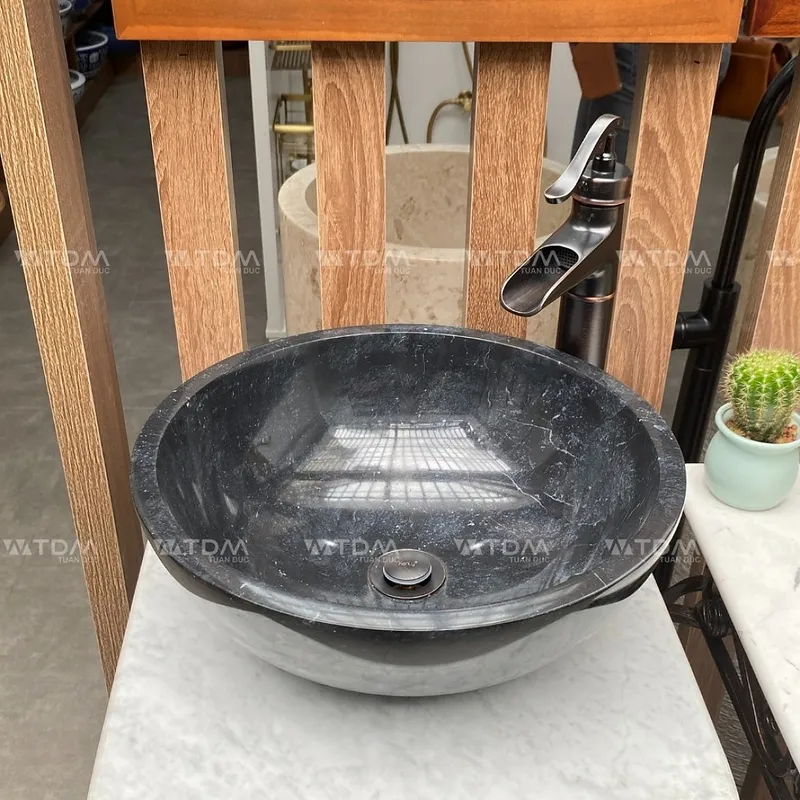 Chậu lavabo đặt bàn đá tự nhiên Kanly MAR12N