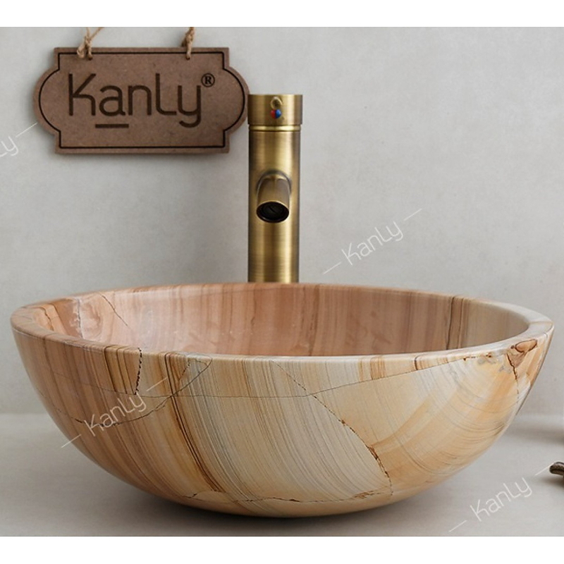 Chậu lavabo đặt bàn đá tự nhiên Kanly MAR13N
