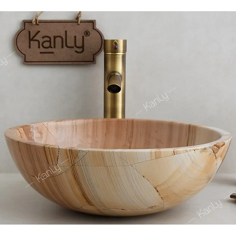 Chậu lavabo đặt bàn đá tự nhiên Kanly MAR13N