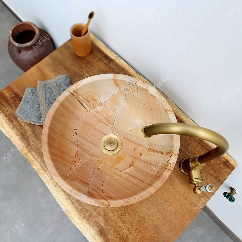 Chậu lavabo đặt bàn đá tự nhiên Kanly MAR13N