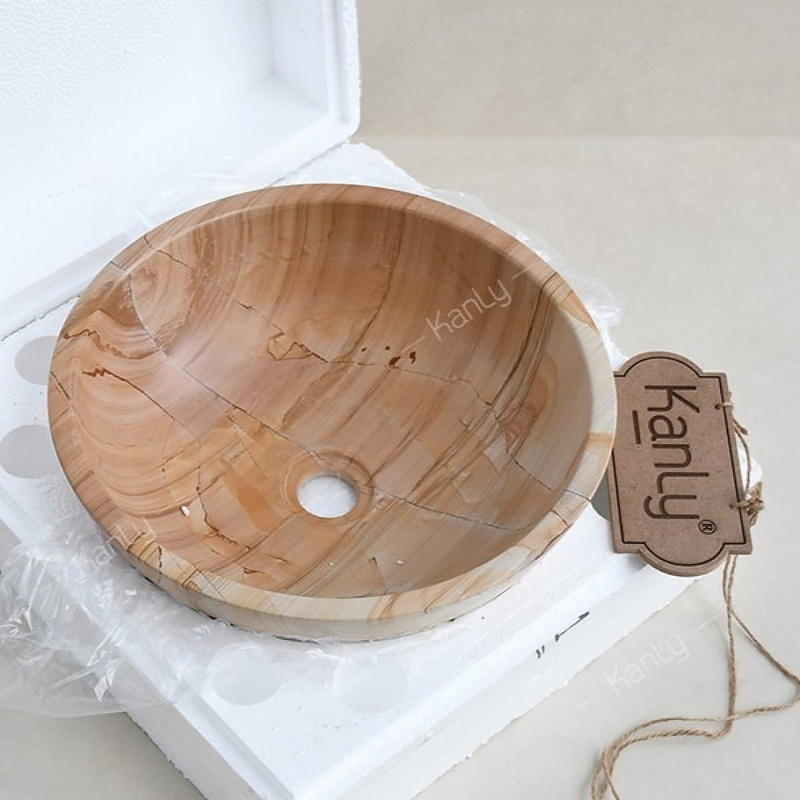 Chậu lavabo đặt bàn đá tự nhiên Kanly MAR13N