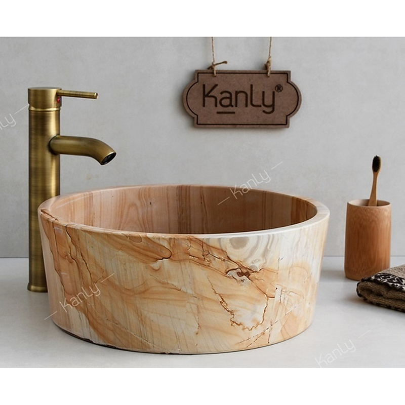 Chậu lavabo đặt bàn đá tự nhiên Kanly MAR723N