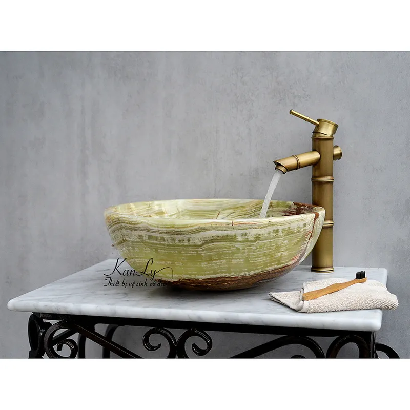 Chậu lavabo đặt bàn đá tự nhiên Kanly ONY12