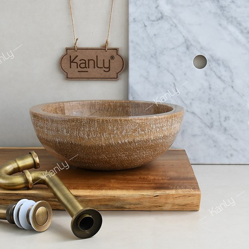 Chậu lavabo đặt bàn đá tự nhiên Kanly ONY19i