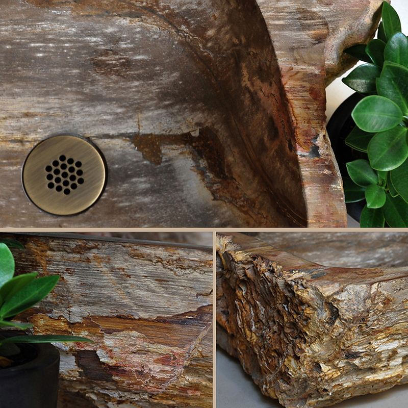 Chậu lavabo đặt bàn gỗ hóa thạch Kanly WDM04i