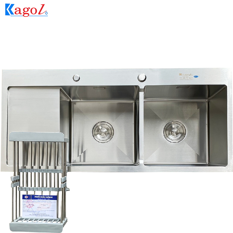 Chậu rửa bát 2 hố cân inox 304 có bàn chờ trái Kagol K10045 Bàn Trái 304