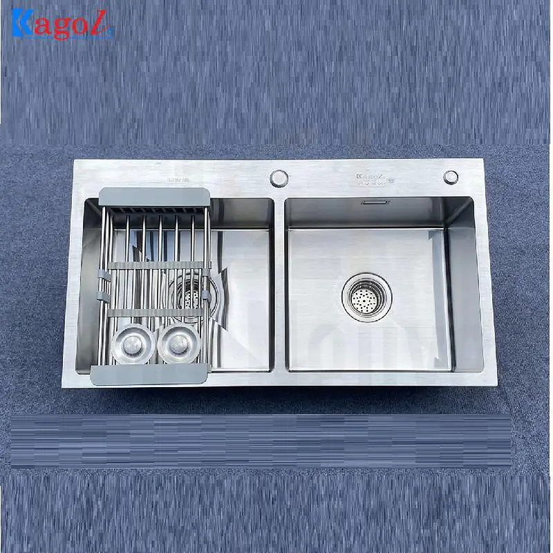Chậu rửa bát inox 304 2 hố cân Kagol K8245 cân 304