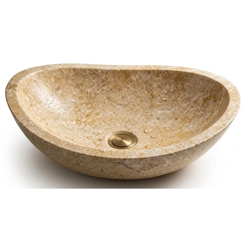 Chậu lavabo bằng đá oval Kanly mar61FI