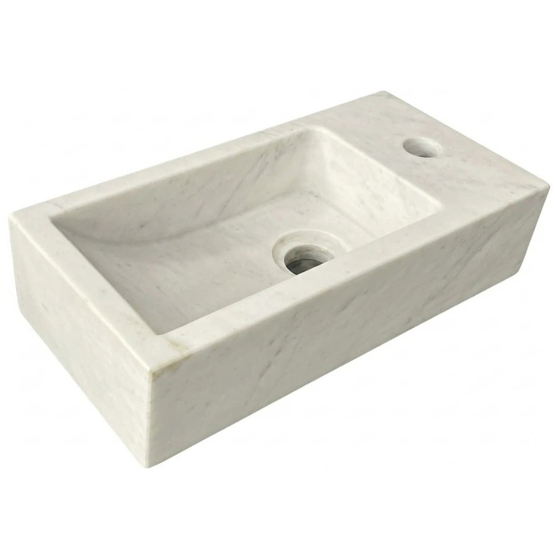 Chậu lavabo bằng đá treo tường/đặt bàn màu trắng sữa Kanly MAR9M023