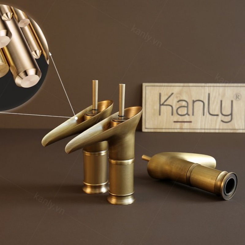 Vòi lavabo nóng lạnh bằng đồng cổ điển Kanly GCV17