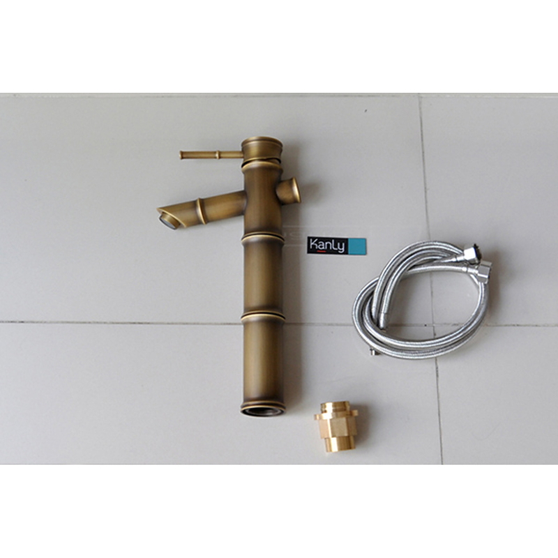 Vòi Lavabo Nóng Lạnh Bằng Đồng Hình Đốt Tre Kanly GCA02