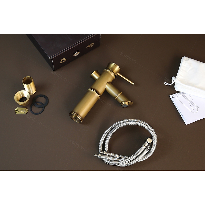 Vòi Lavabo Nóng Lạnh Bằng Đồng Hình Đốt Tre Kanly GCV02