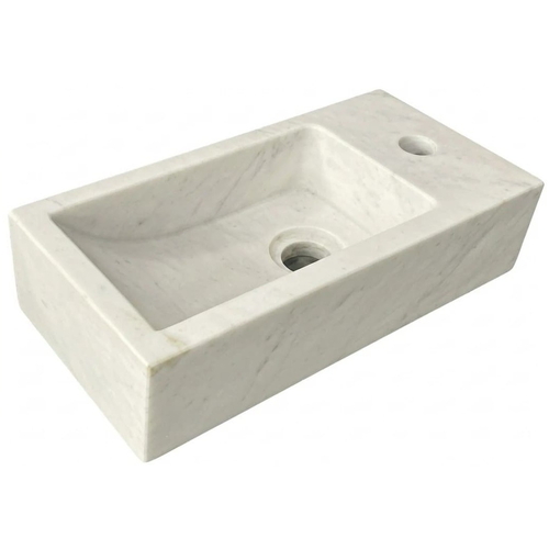 Chậu lavabo bằng đá treo tường/đặt bàn màu trắng sữa Kanly MAR9M023