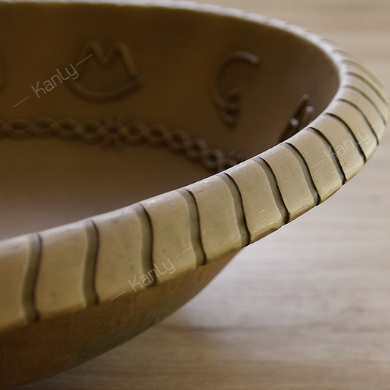 Chậu lavabo đặt bàn đồng thau họa tiết đầu trâu Kanly BS026 (DL6011)