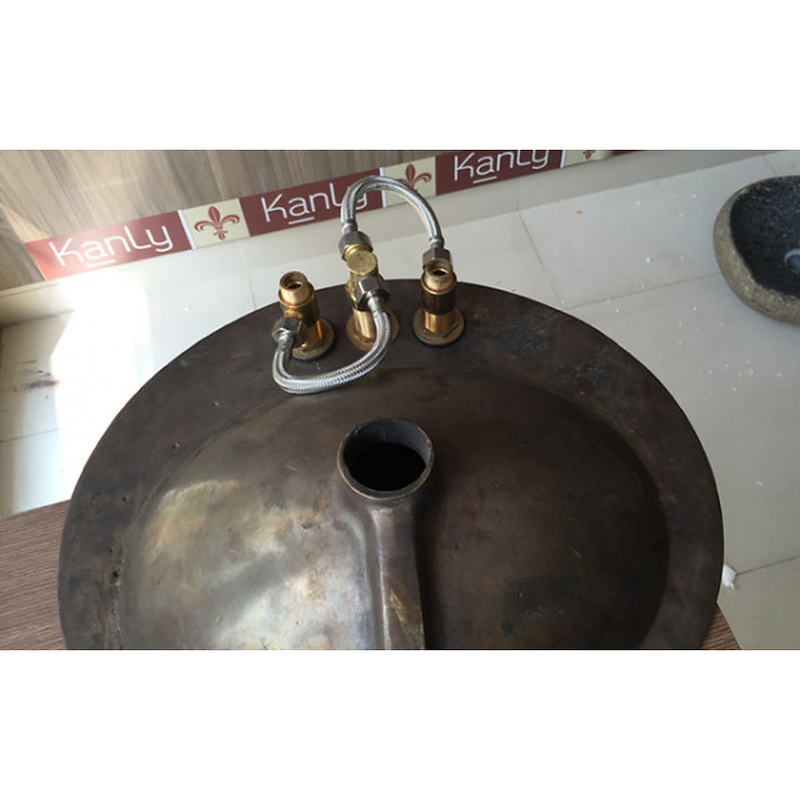 Chậu lavabo đặt bàn đồng thau phong cách cổ Kanly GCL08 (DL6211)